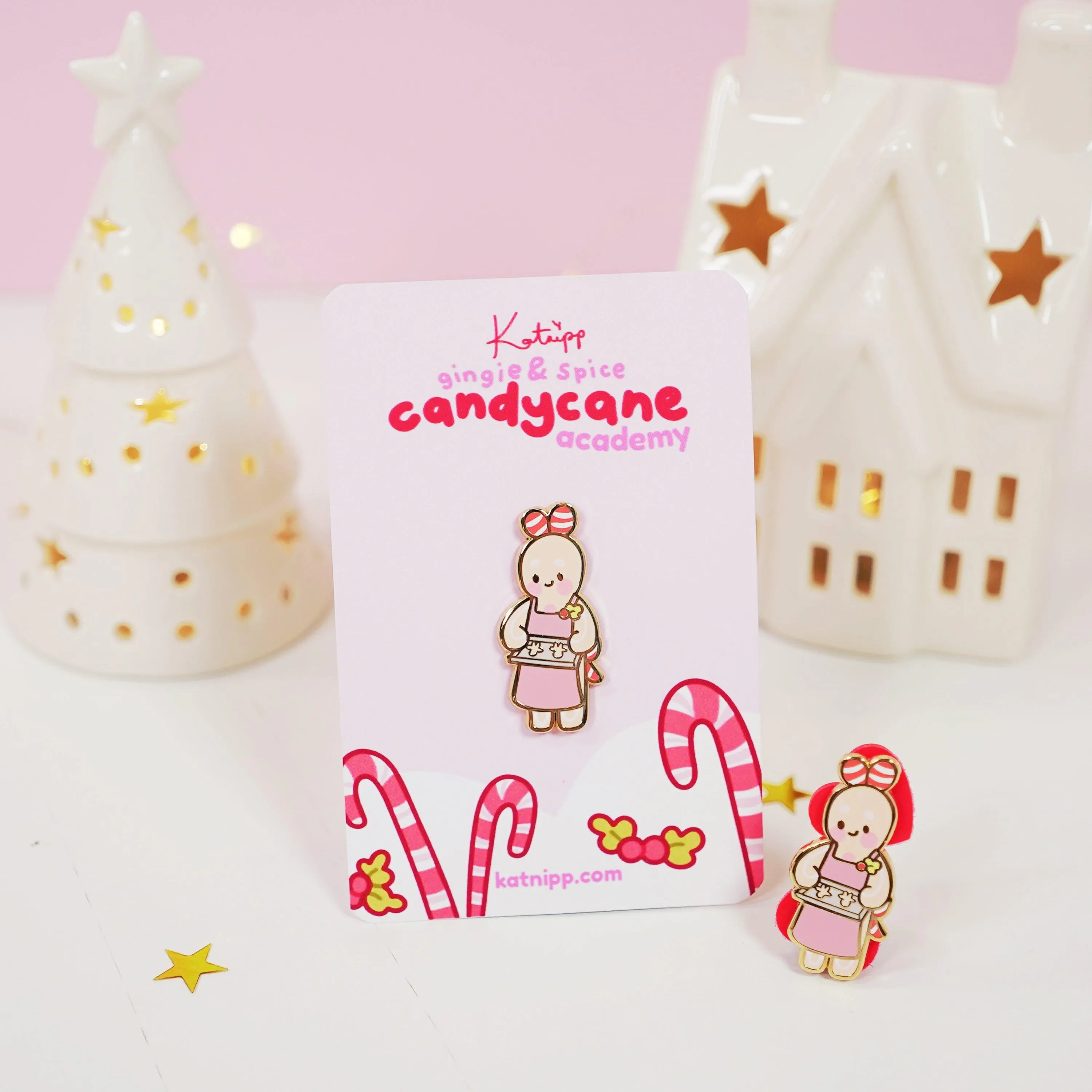 Spice the Gingerbread Baker Enamel Pin | Kawaii Christmas Accessory | Candy Cane Academy Collection