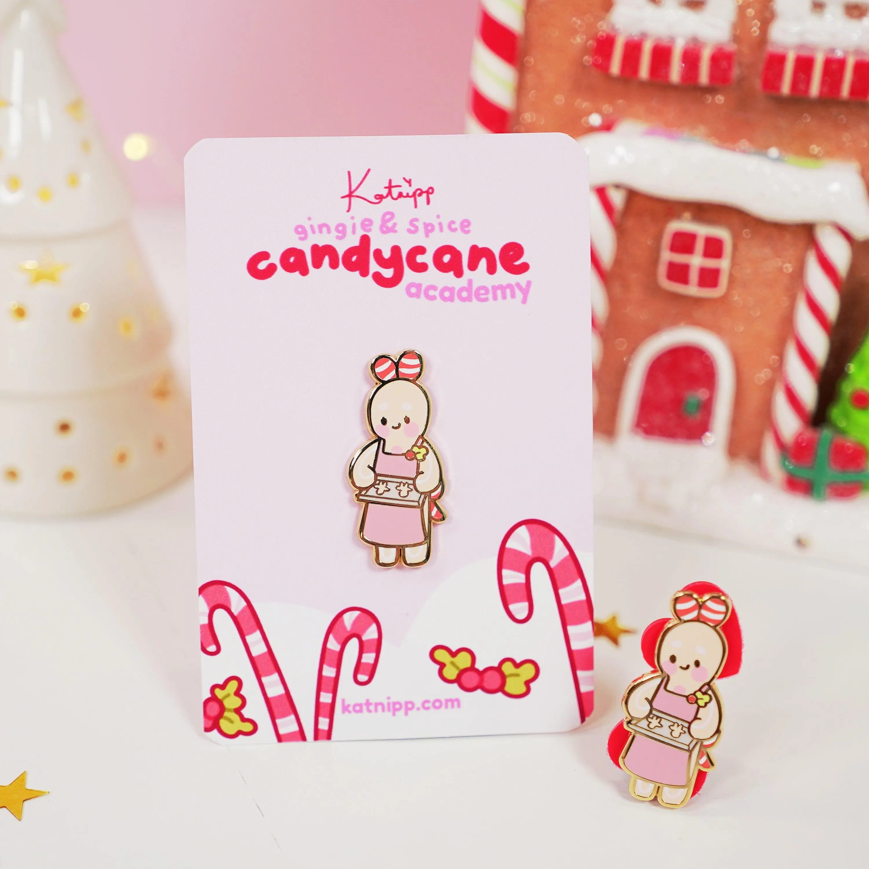Spice the Gingerbread Baker Enamel Pin | Kawaii Christmas Accessory | Candy Cane Academy Collection
