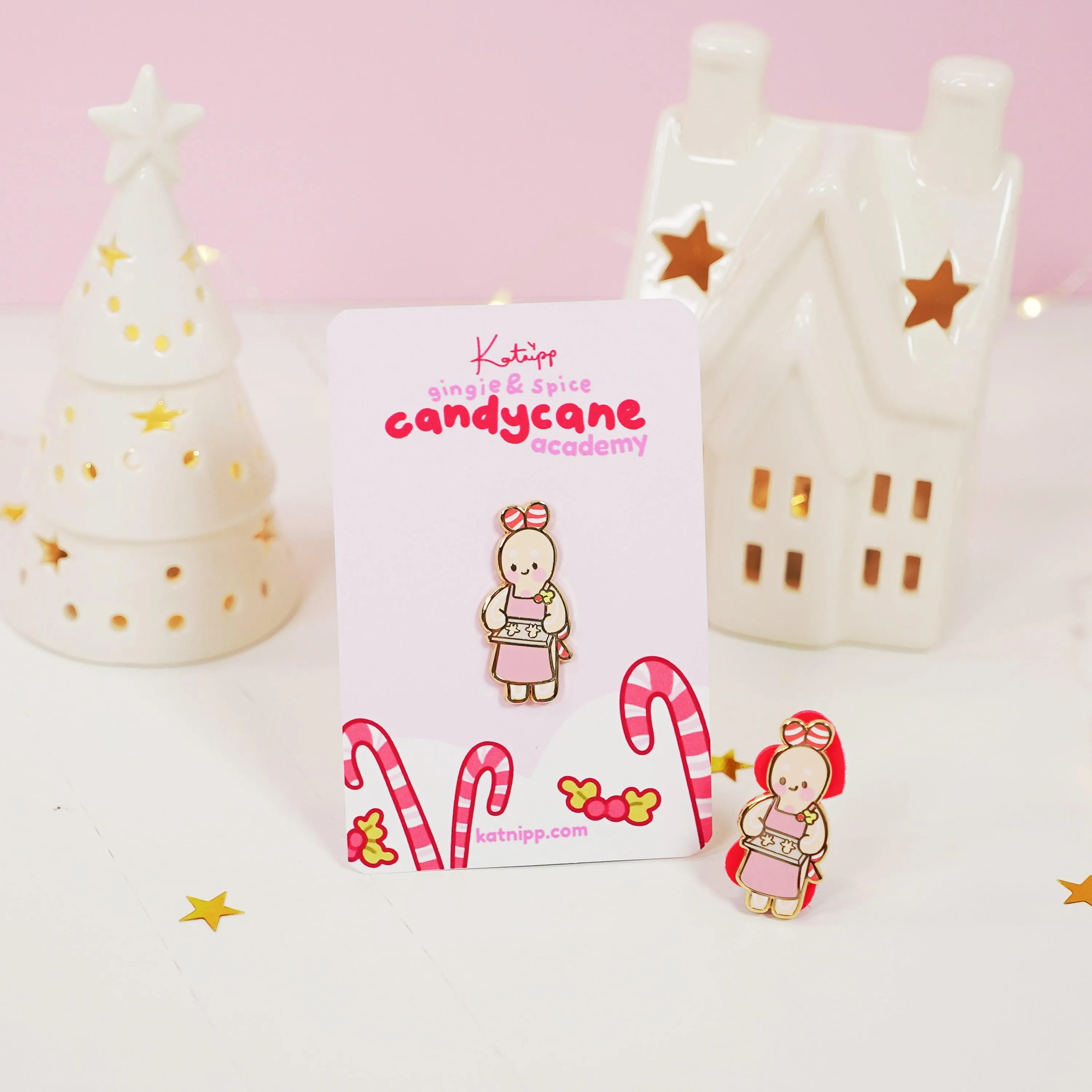 Spice the Gingerbread Baker Enamel Pin | Kawaii Christmas Accessory | Candy Cane Academy Collection