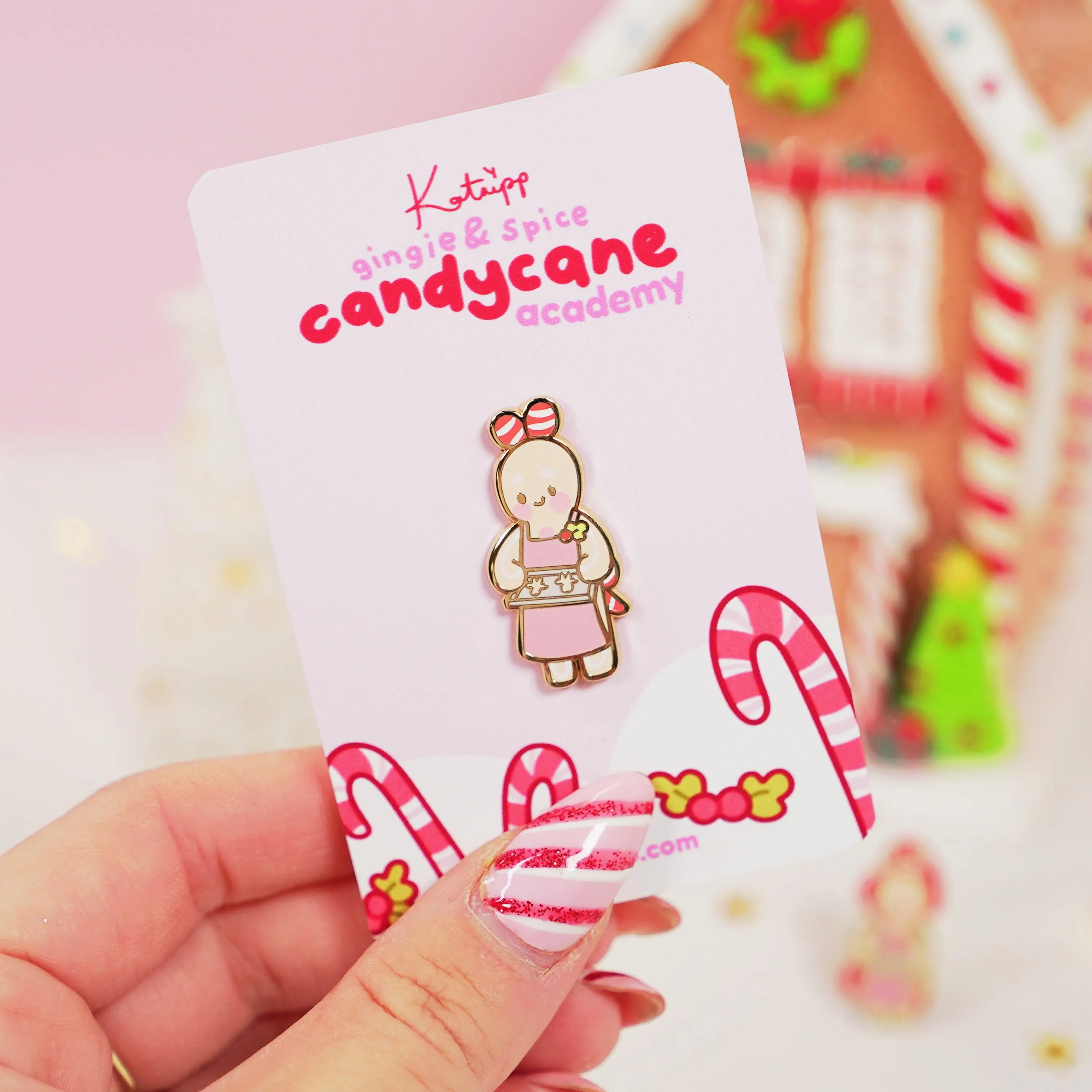 Spice the Gingerbread Baker Enamel Pin | Kawaii Christmas Accessory | Candy Cane Academy Collection