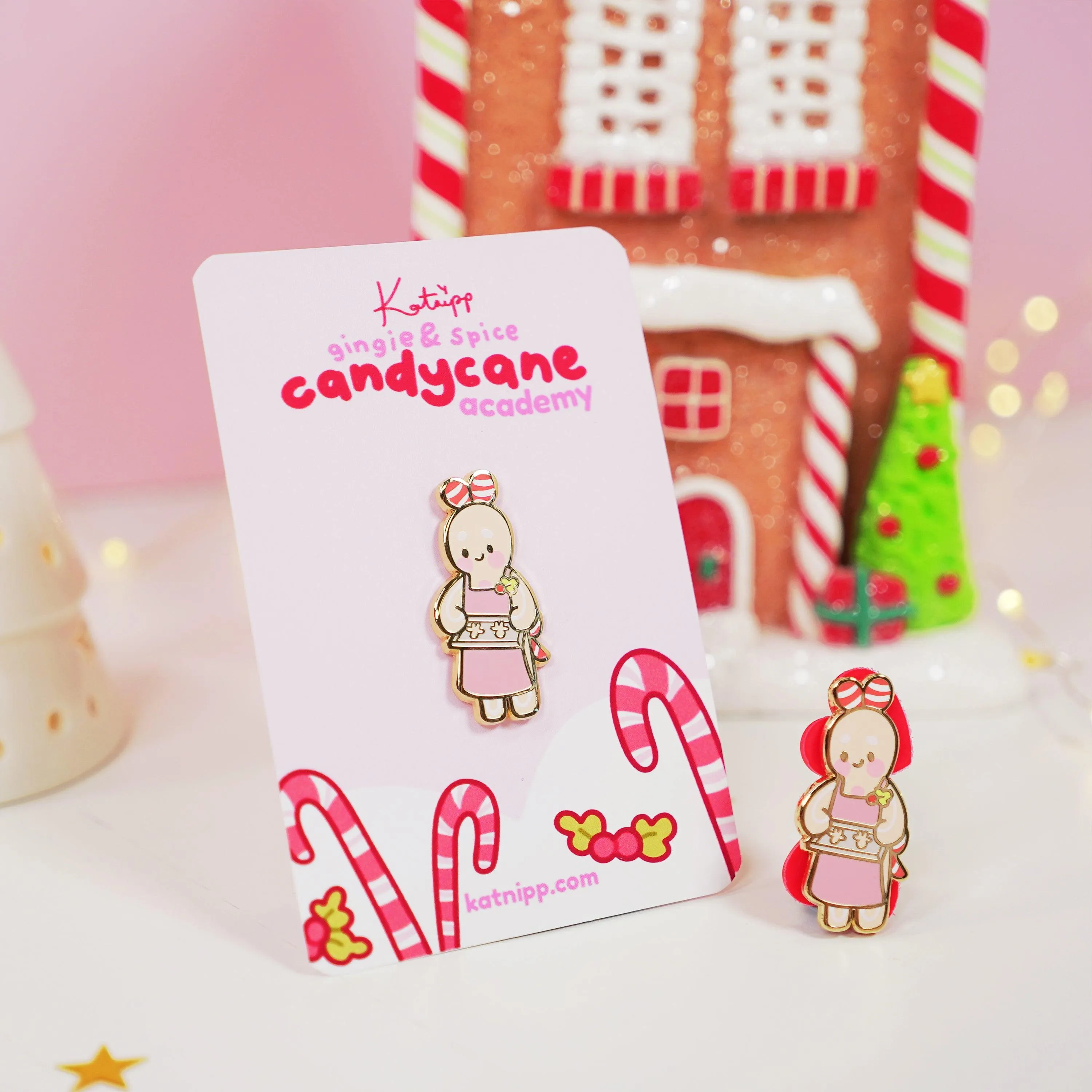 Spice the Gingerbread Baker Enamel Pin | Kawaii Christmas Accessory | Candy Cane Academy Collection