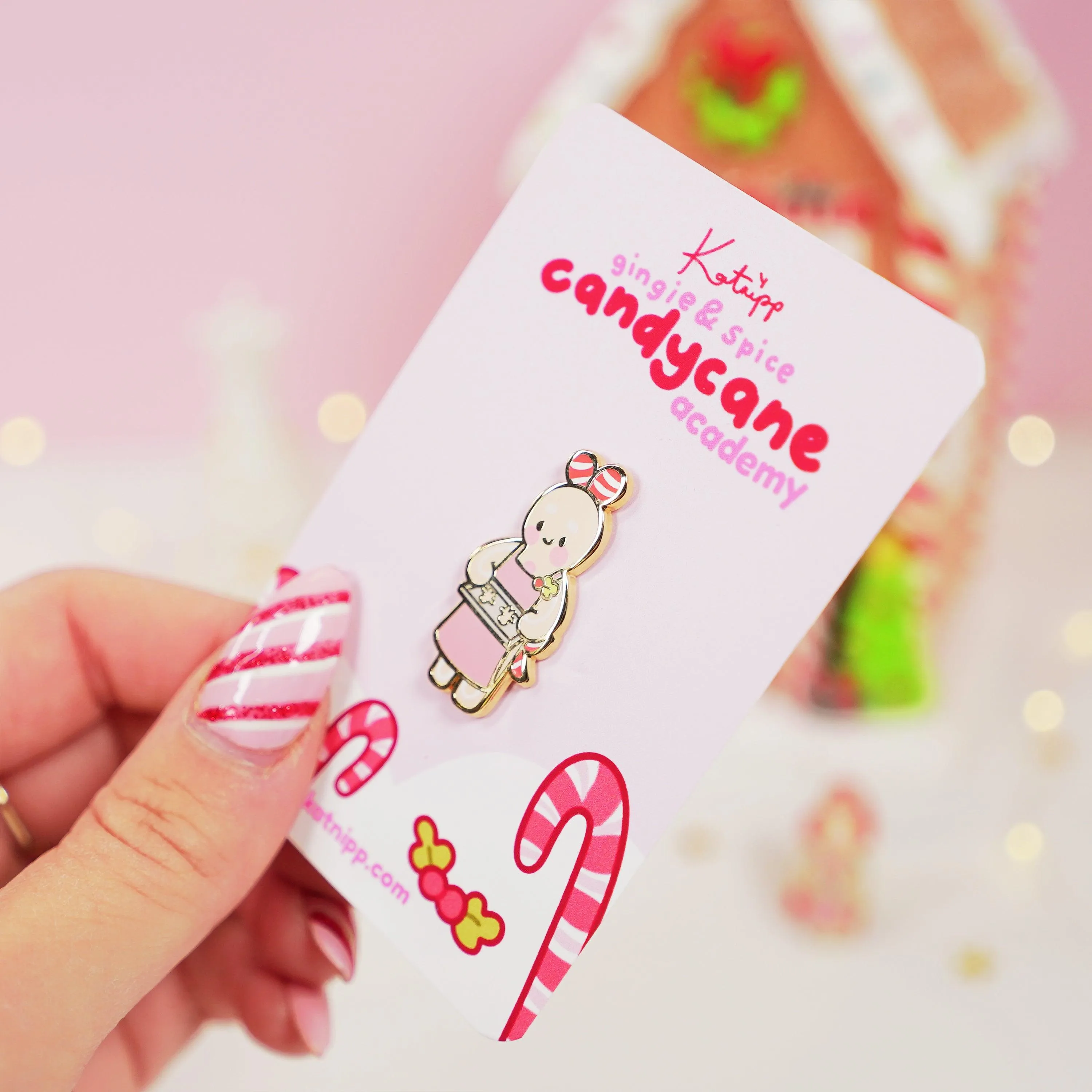 Spice the Gingerbread Baker Enamel Pin | Kawaii Christmas Accessory | Candy Cane Academy Collection