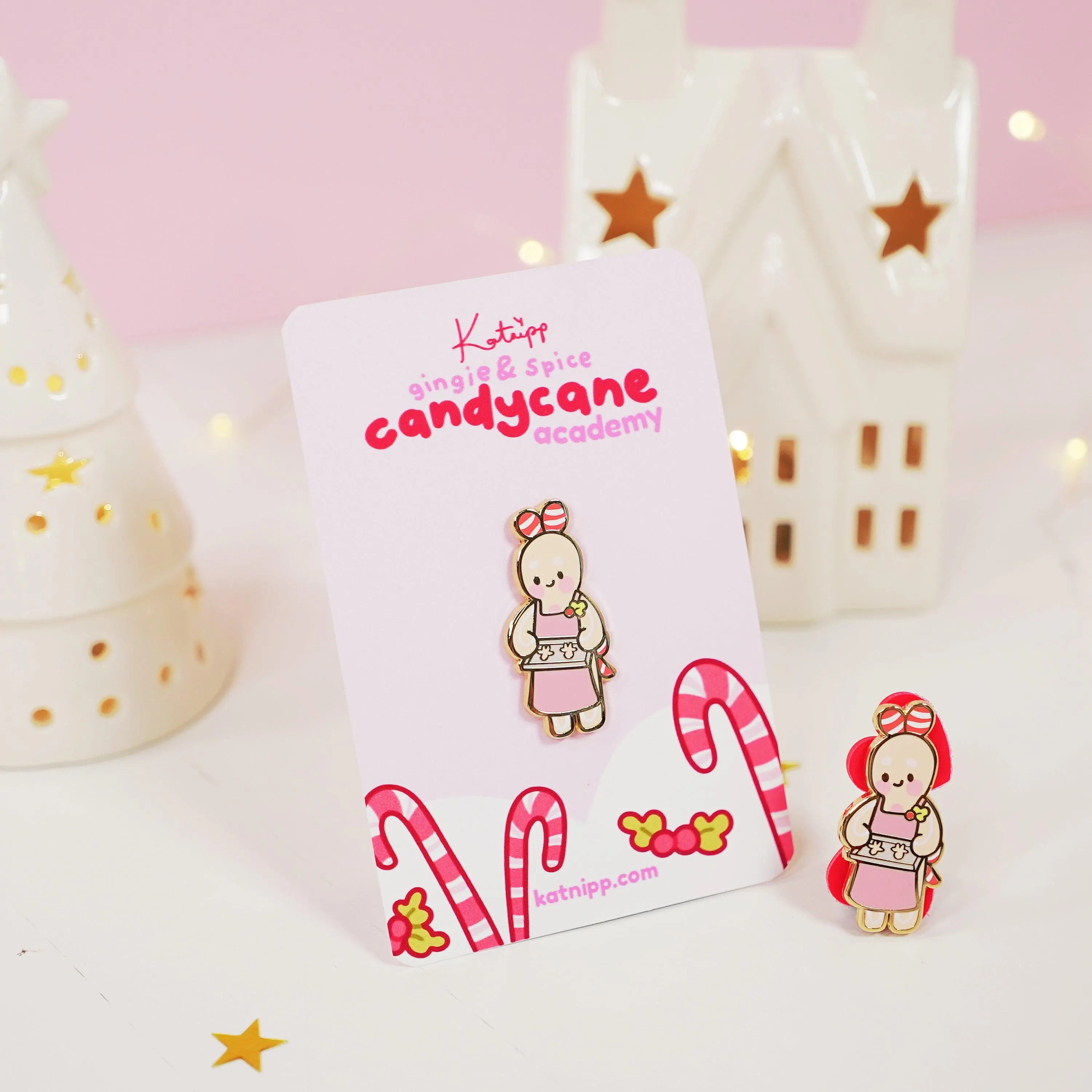 Spice the Gingerbread Baker Enamel Pin | Kawaii Christmas Accessory | Candy Cane Academy Collection