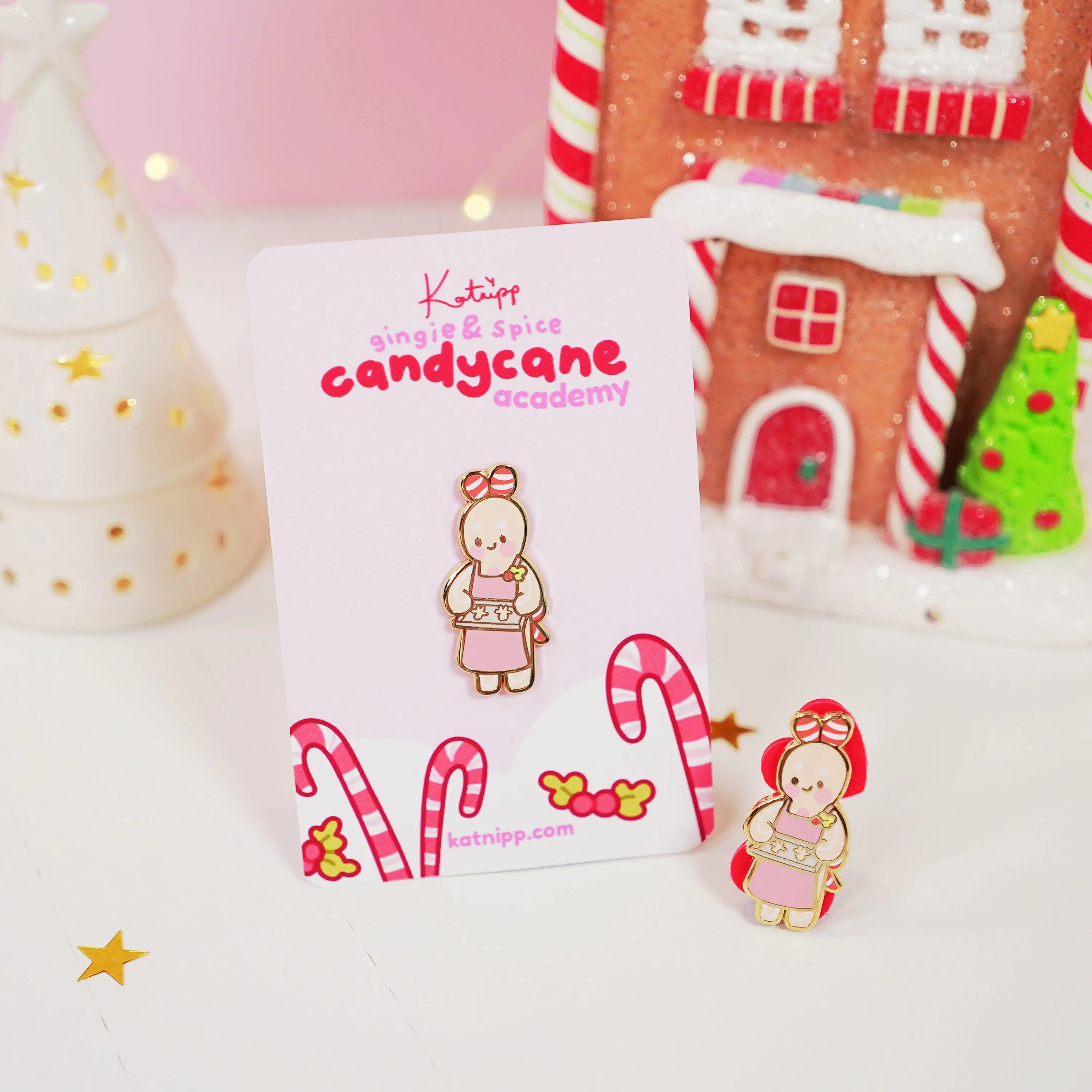 Spice the Gingerbread Baker Enamel Pin | Kawaii Christmas Accessory | Candy Cane Academy Collection