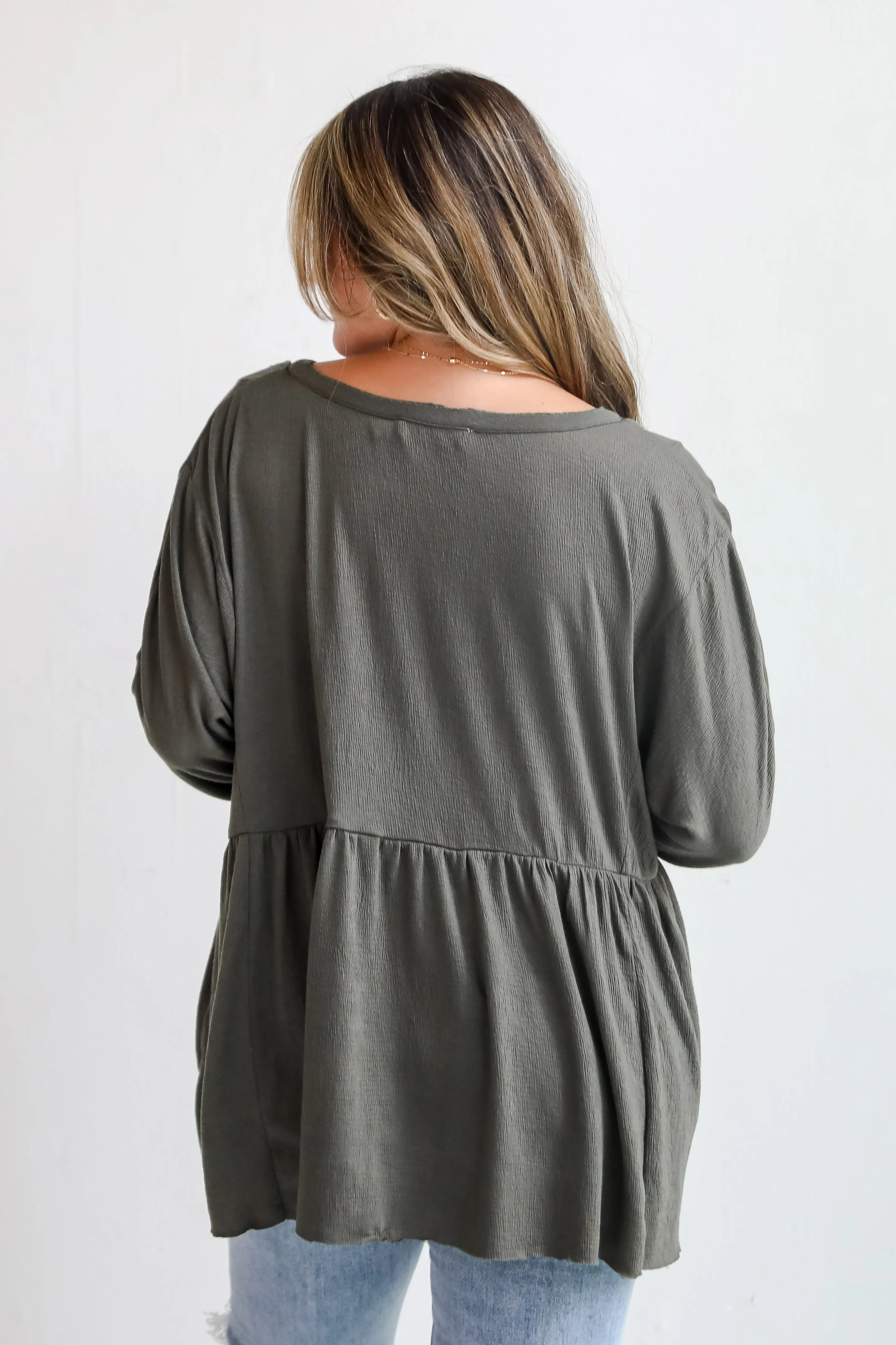 Splendid Love Olive Babydoll Blouse