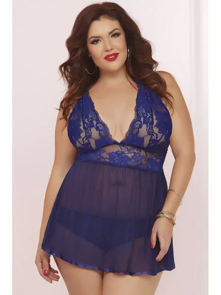 STM 10672X Wondrous Babydoll Set 3X/4X - Navy