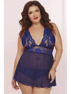 STM 10672X Wondrous Babydoll Set 3X/4X - Navy