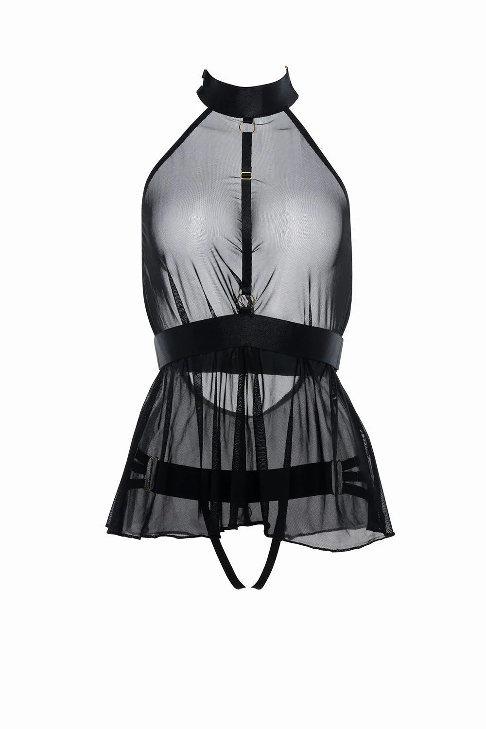 Strapped Babydoll and Open Panty Set