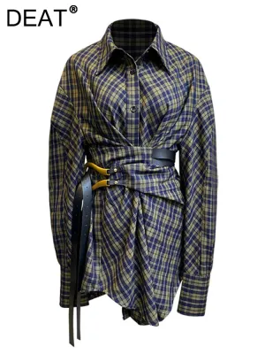 Tartan Plaid Wrap Long Shirt