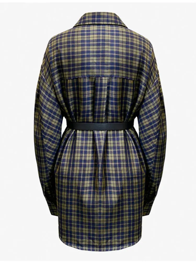 Tartan Plaid Wrap Long Shirt