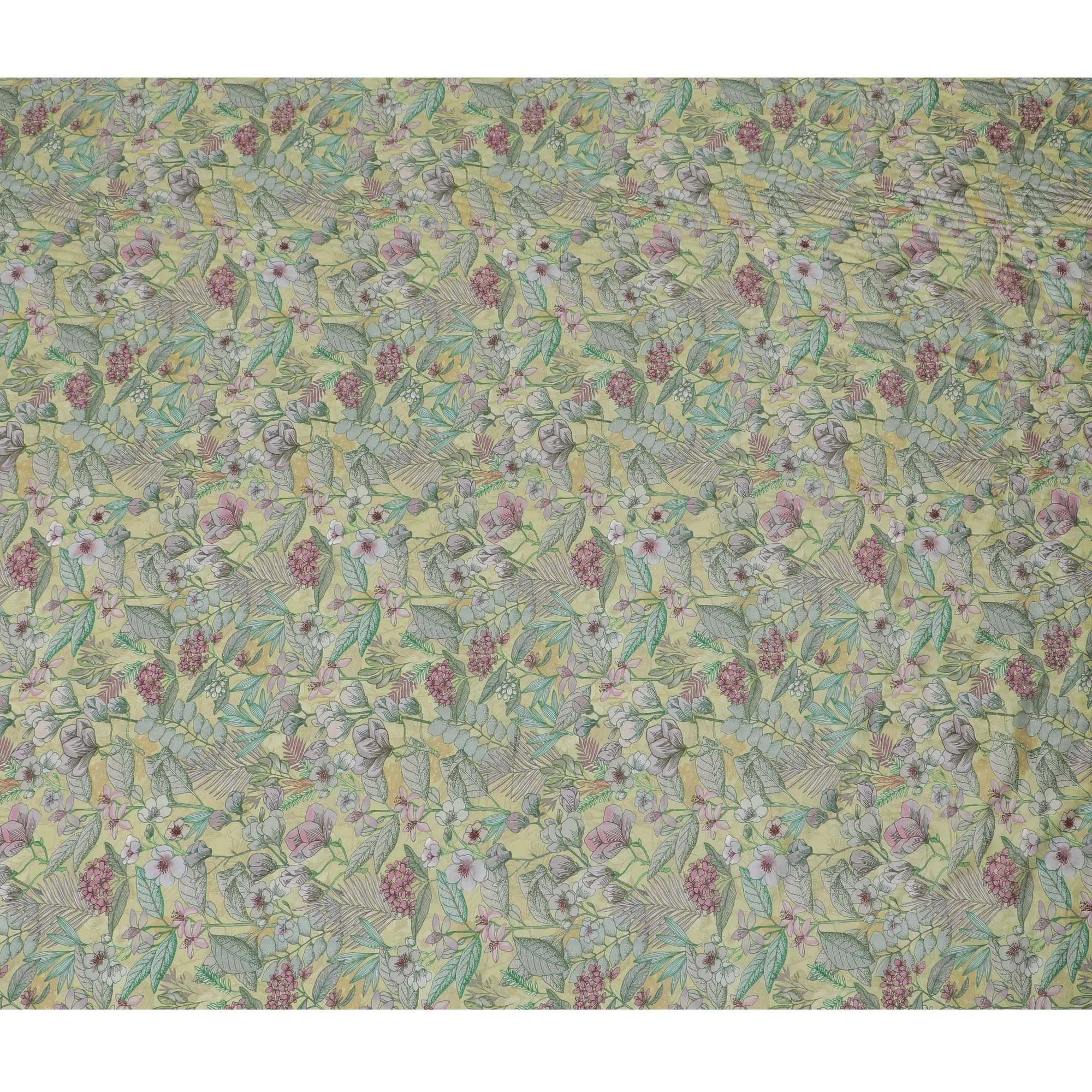 Tropical Canopy Viscose Crepe Fabric - Lush Botanical Print, 110cm Width (India)  - D17648