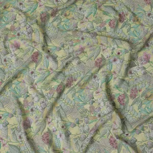 Tropical Canopy Viscose Crepe Fabric - Lush Botanical Print, 110cm Width (India)  - D17648
