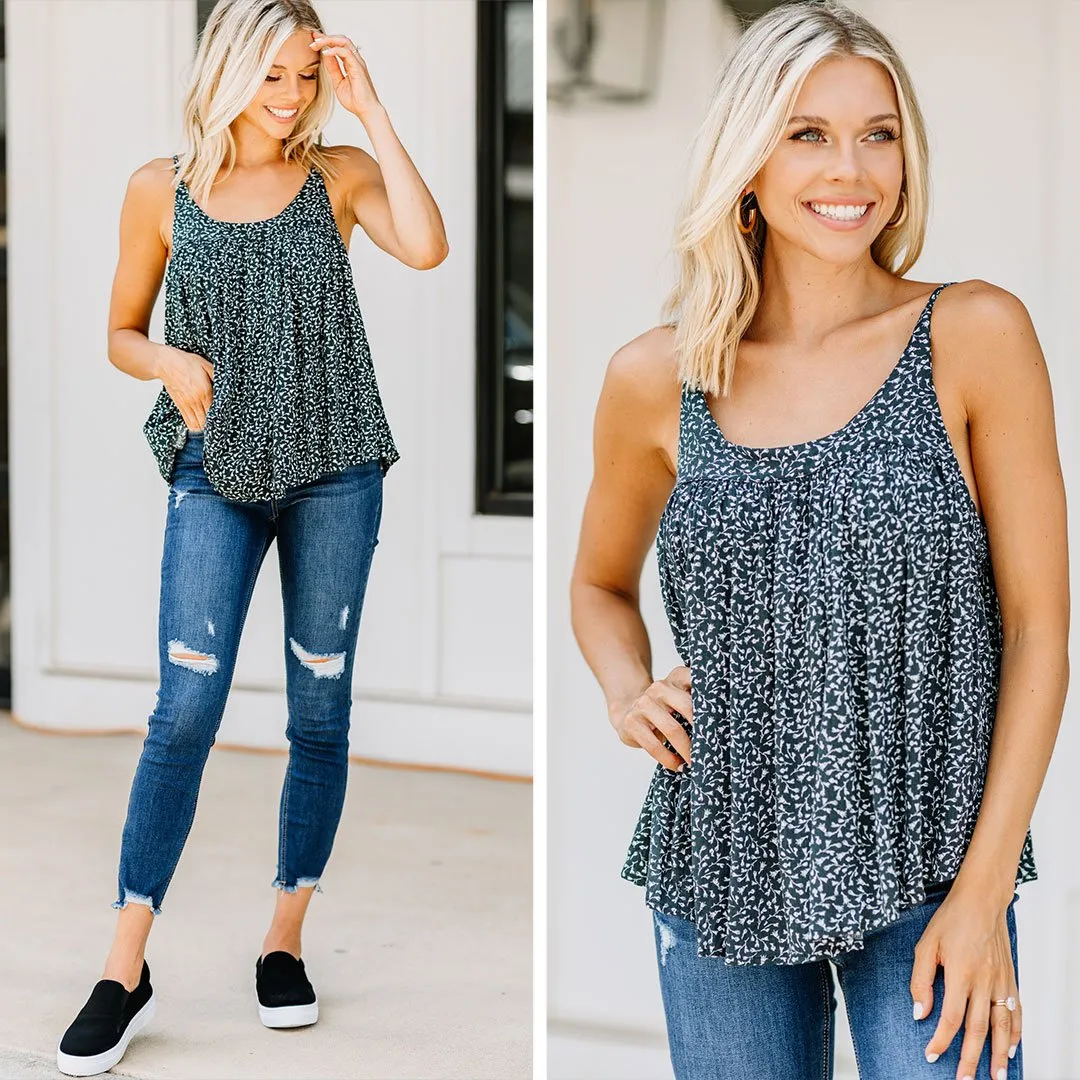 Unique Experiences Black Floral Tank