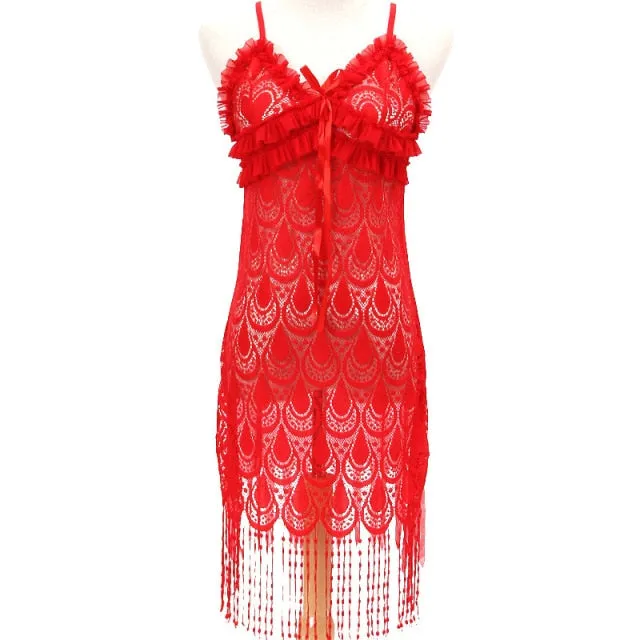 VenusFox Cross-border Hot Selling Sexy Pajama Tassel Skirt Hazy Seduction Sexy Lingerie Women Pajamas  Lingerie Erotic