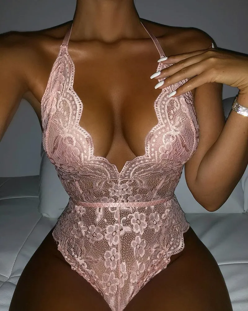 VenusFox Teddy Bodysuit Women Babydoll Sexy Lingerie For Sex Women Lace Deep-V Neck Bodys Sexy Teddy Body Suit For Women