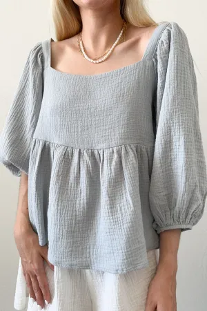 Waves Square Neck Cotton Babydoll Top