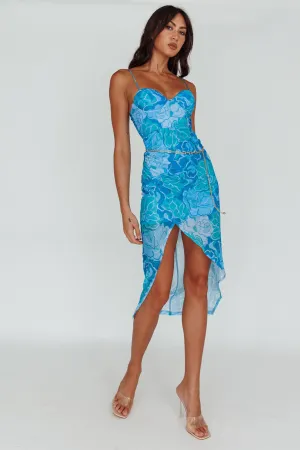 Westwood Split Front Maxi Dress Floral Blue