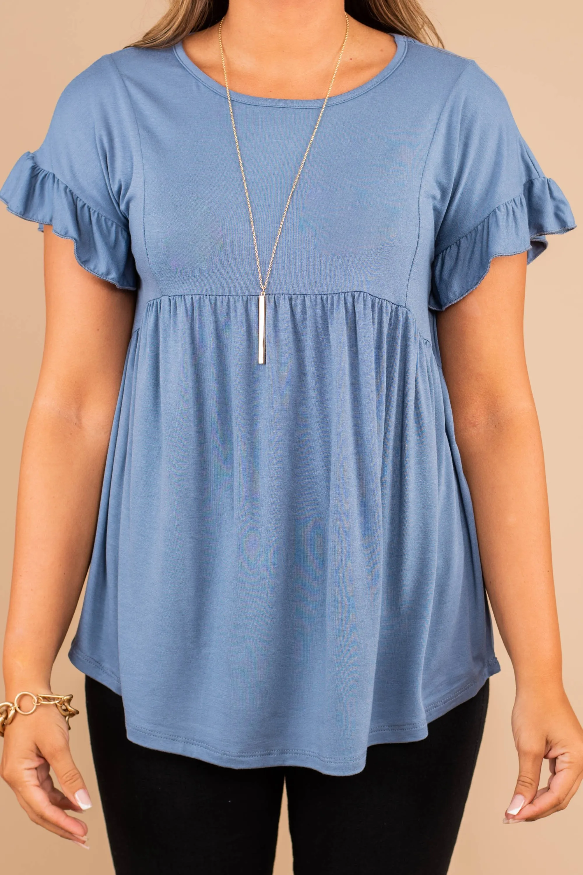 What You Know Denim Blue Babydoll Top