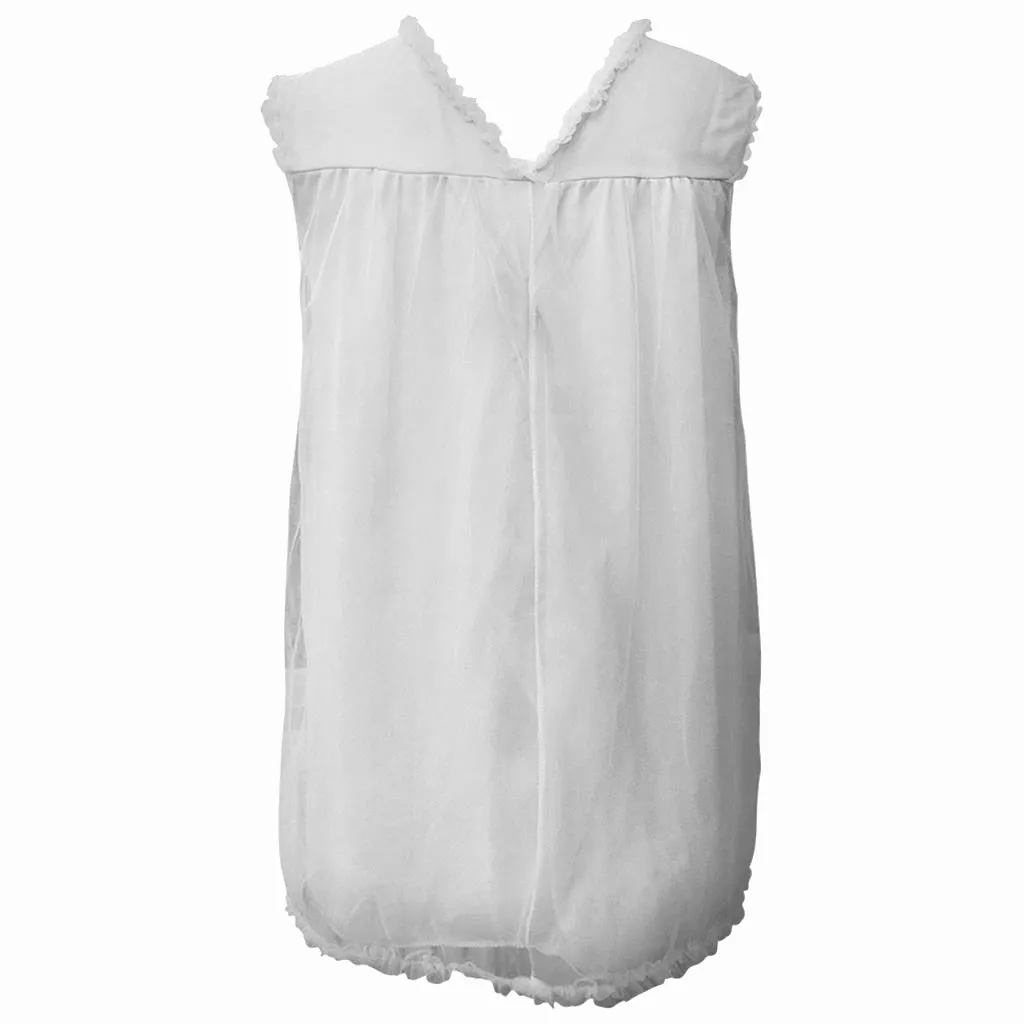 White layered nylon vintage 1960s unworn babydoll nightie