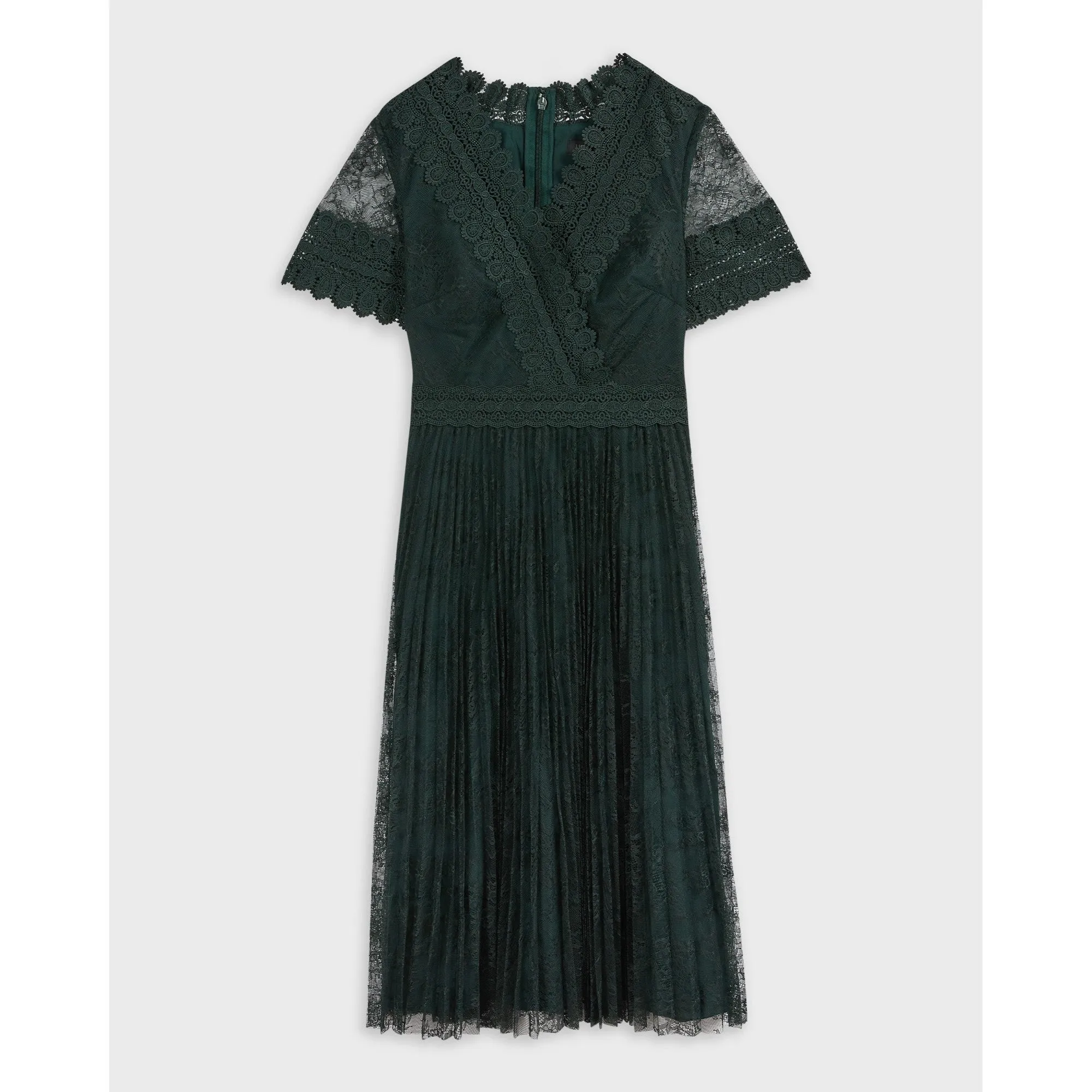Women Sonyyia-Faux Wrap Lace Midi Dress - Dark-Green