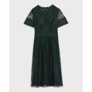 Women Sonyyia-Faux Wrap Lace Midi Dress - Dark-Green