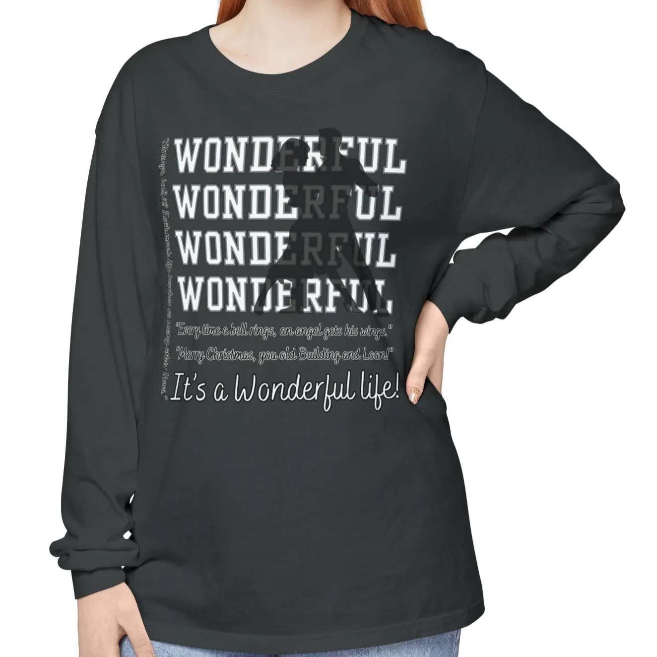 Women's Comfort Colors Long Sleeve Tee: Christmas Movie Inspired by 'It's a Wonderful Life'!
