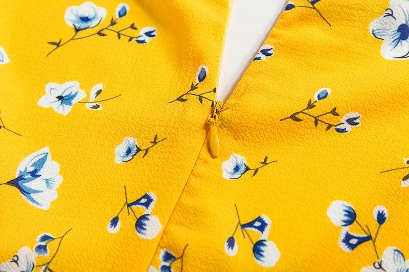 YELLOW FLORAL MINI ITS A WRAP DRESS