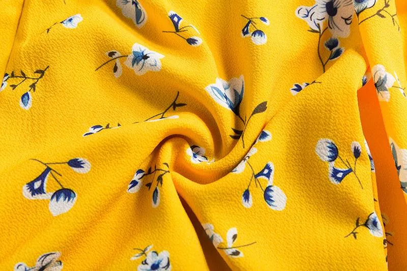 YELLOW FLORAL MINI ITS A WRAP DRESS